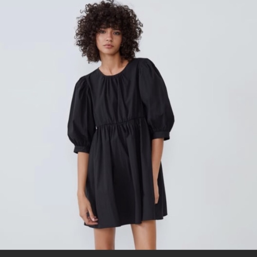 Zara puff sleeve black dress